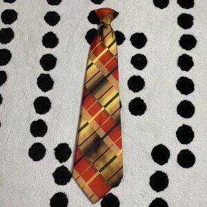 Vintage 70s Chavant Polyester Clip On Tie Gold Mod Disco Retro Wide Necktie